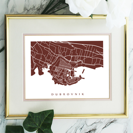 Dubrovnik Unique Map Art Print