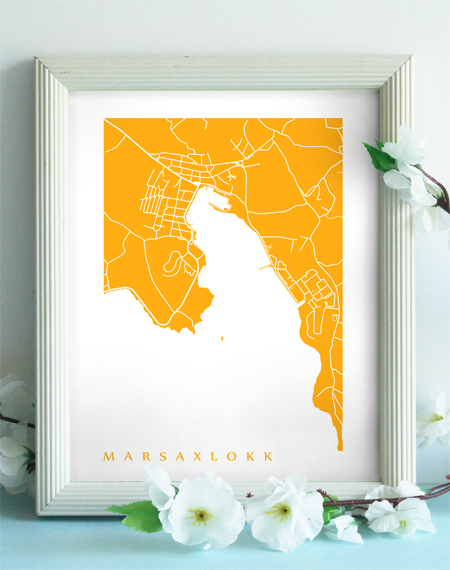 Marsaxlokk, Malta Map Art Print Decor